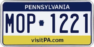 PA license plate MOP1221