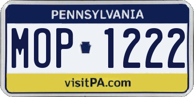 PA license plate MOP1222