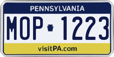PA license plate MOP1223