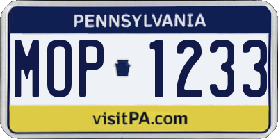 PA license plate MOP1233