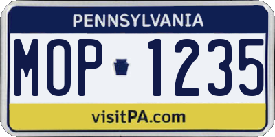 PA license plate MOP1235
