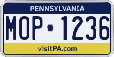 PA license plate MOP1236