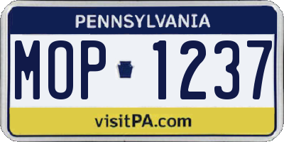 PA license plate MOP1237