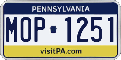 PA license plate MOP1251
