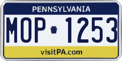 PA license plate MOP1253