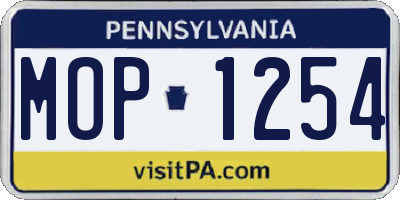 PA license plate MOP1254
