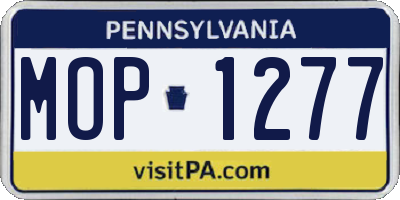 PA license plate MOP1277