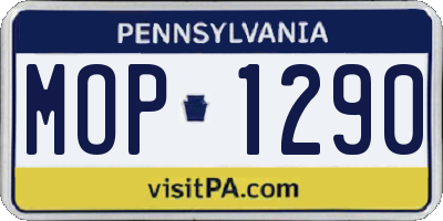 PA license plate MOP1290