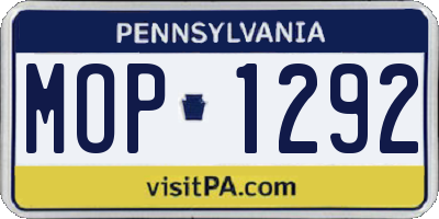 PA license plate MOP1292