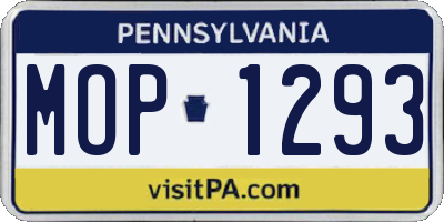 PA license plate MOP1293