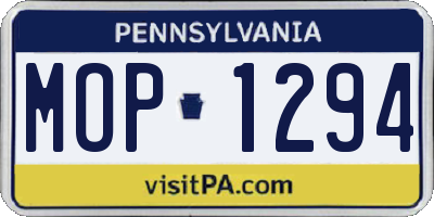PA license plate MOP1294