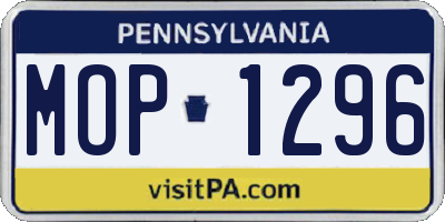 PA license plate MOP1296