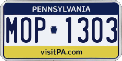 PA license plate MOP1303