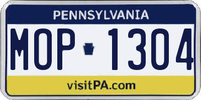 PA license plate MOP1304