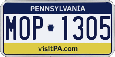 PA license plate MOP1305