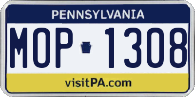 PA license plate MOP1308