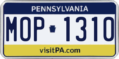 PA license plate MOP1310