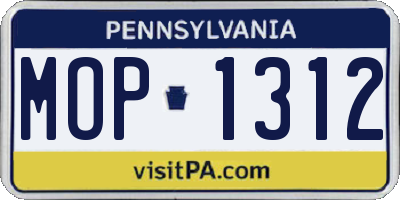 PA license plate MOP1312