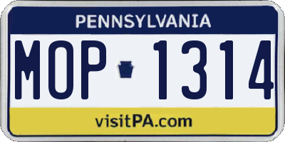 PA license plate MOP1314