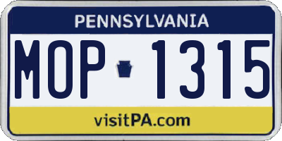 PA license plate MOP1315
