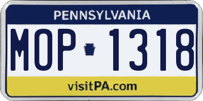 PA license plate MOP1318