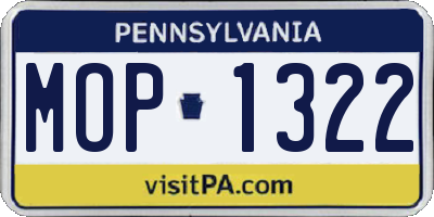 PA license plate MOP1322