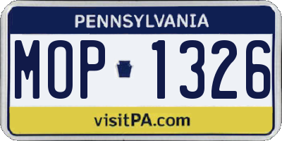 PA license plate MOP1326