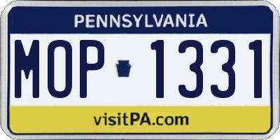 PA license plate MOP1331