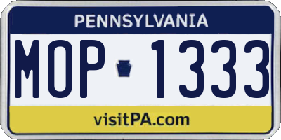 PA license plate MOP1333