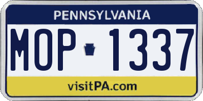 PA license plate MOP1337