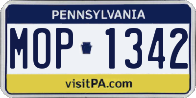 PA license plate MOP1342