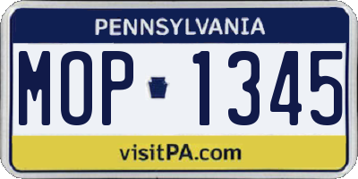 PA license plate MOP1345