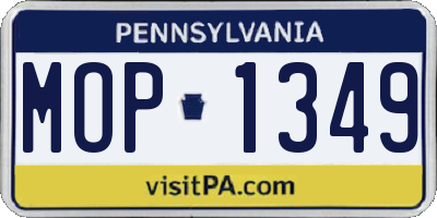 PA license plate MOP1349