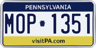 PA license plate MOP1351