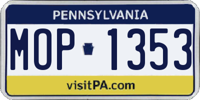 PA license plate MOP1353