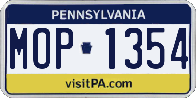 PA license plate MOP1354