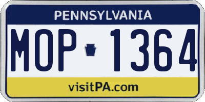 PA license plate MOP1364