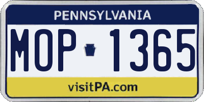 PA license plate MOP1365