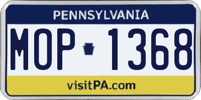 PA license plate MOP1368