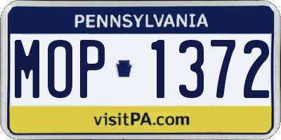 PA license plate MOP1372