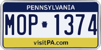 PA license plate MOP1374