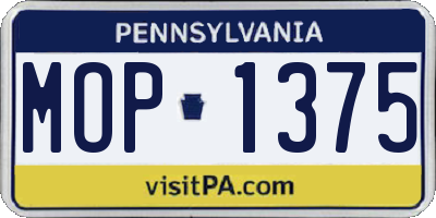 PA license plate MOP1375
