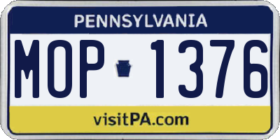 PA license plate MOP1376
