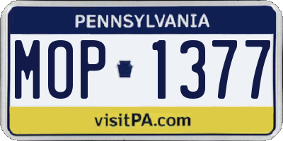 PA license plate MOP1377