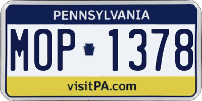 PA license plate MOP1378