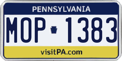 PA license plate MOP1383