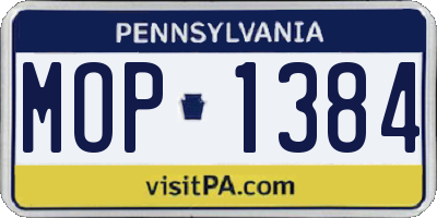 PA license plate MOP1384