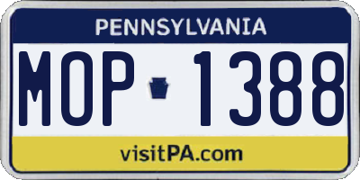 PA license plate MOP1388