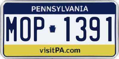 PA license plate MOP1391