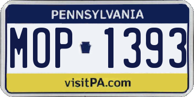 PA license plate MOP1393